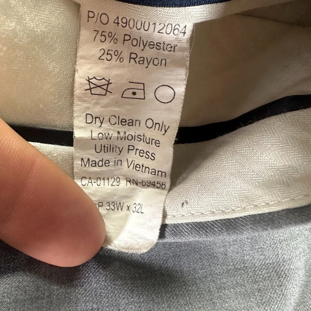 Ralph Lauren Pant Men's 33x32‎ Gray Polyester Dress Straight Leg Preppy Business
